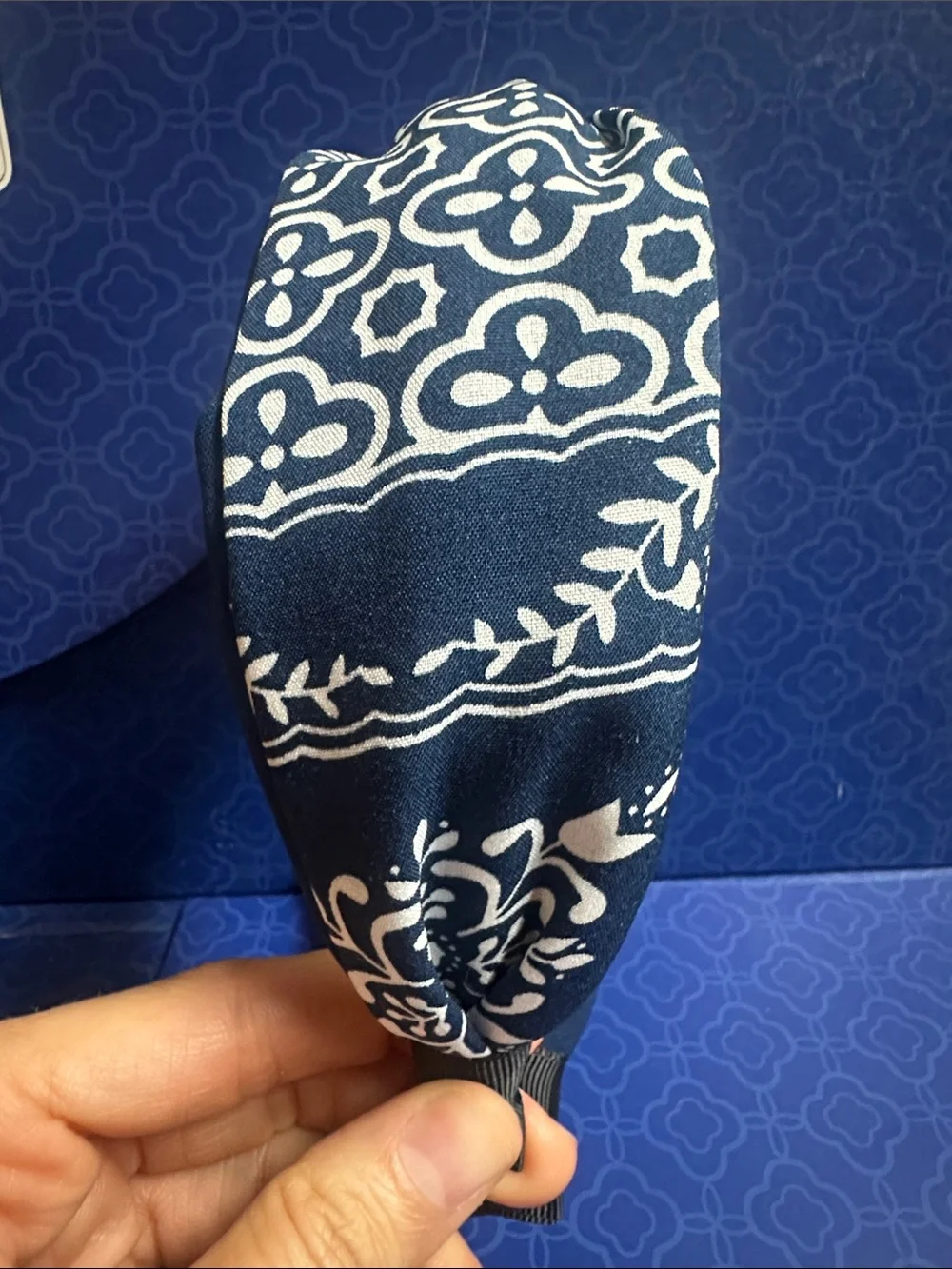 Navy Floral Knot Headband